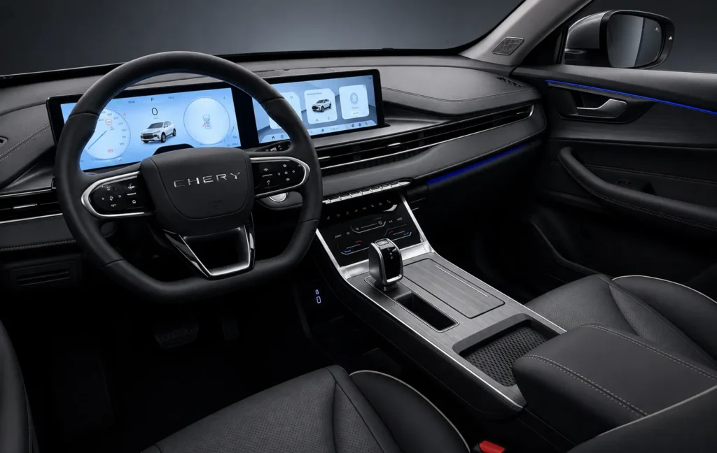 Chery Tiggo 4 Interieur met 2 schermen